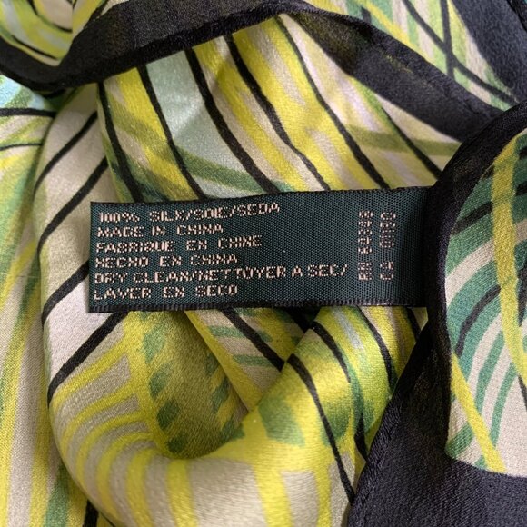 Gorgeous Harve Benard Green/Black Abstract Geometric 100% Silk Rectangle Scarf - Picture 5 of 7